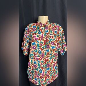 Vintage 90s Worthington Geometric Blouse